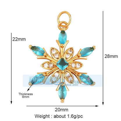 1 Piece Copper Geometric Heart Shape Snowflake Pendant Jewelry Accessories