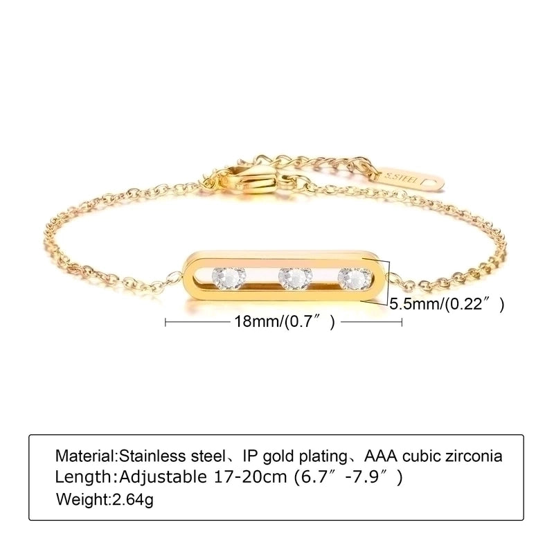 Minimalist Round 304 Stainless Steel 18K Gold Plated Rhinestones Bracelets In Bulk