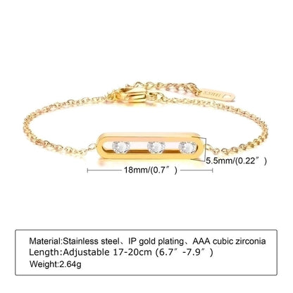 Minimalist Round 304 Stainless Steel 18K Gold Plated Rhinestones Bracelets In Bulk