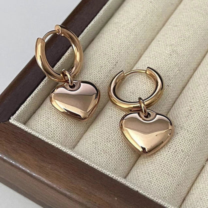 1 Pair Casual Minimalist Heart Shape Plating Titanium Steel 18K Gold Plated Drop Earrings