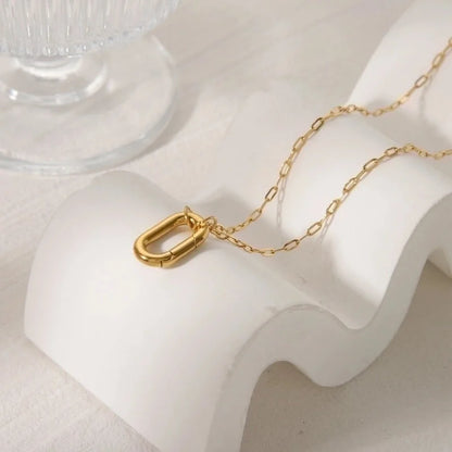 Casual Basic Commute Round Solid Color Rectangle 304 Stainless Steel 18K Gold Plated Pendant Necklace