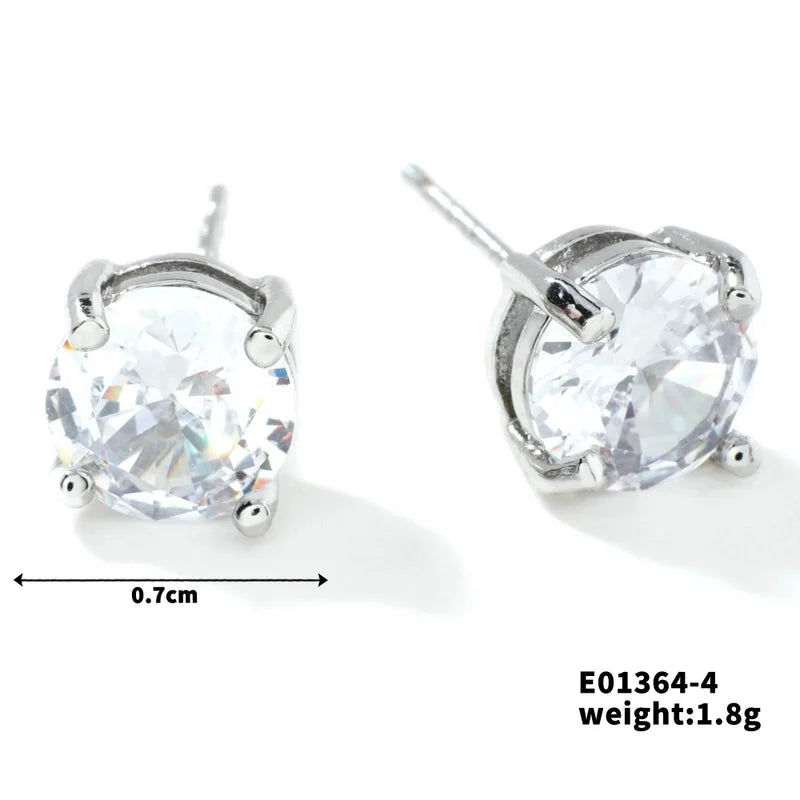 1 Pair Minimalist Geometric Plating Inlay Copper Glass K Gold Plated Rhodium Plated Ear Studs