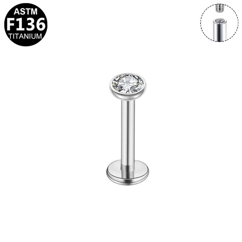 1 Piece Ear Cartilage Rings & Studs Elegant Heart Shape Pure Titanium Titanium Alloy Plating Zircon 14K Gold Plated White Gold Plated Lip Rings Ear Cartilage Rings & Studs