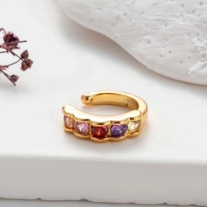 1 Piece Elegant Shiny Geometric Eye Snake Plating Inlay Copper Zircon Ear Cuffs