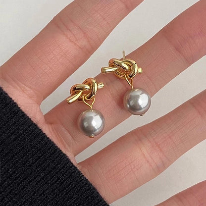1 Pair IG Style Minimalist U Shape Geometric Flower Inlay Imitation Pearl Artificial Pearls Rhinestones Drop Earrings Ear Studs