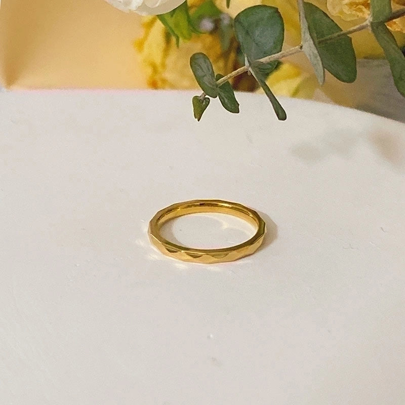 Lady Geometric Titanium Steel Plating Rings