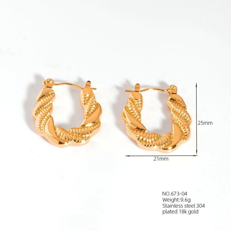1 Pair Casual Modern Style Classic Style U Shape Geometric 304 Stainless Steel Titanium Steel 18K Gold Plated Earrings