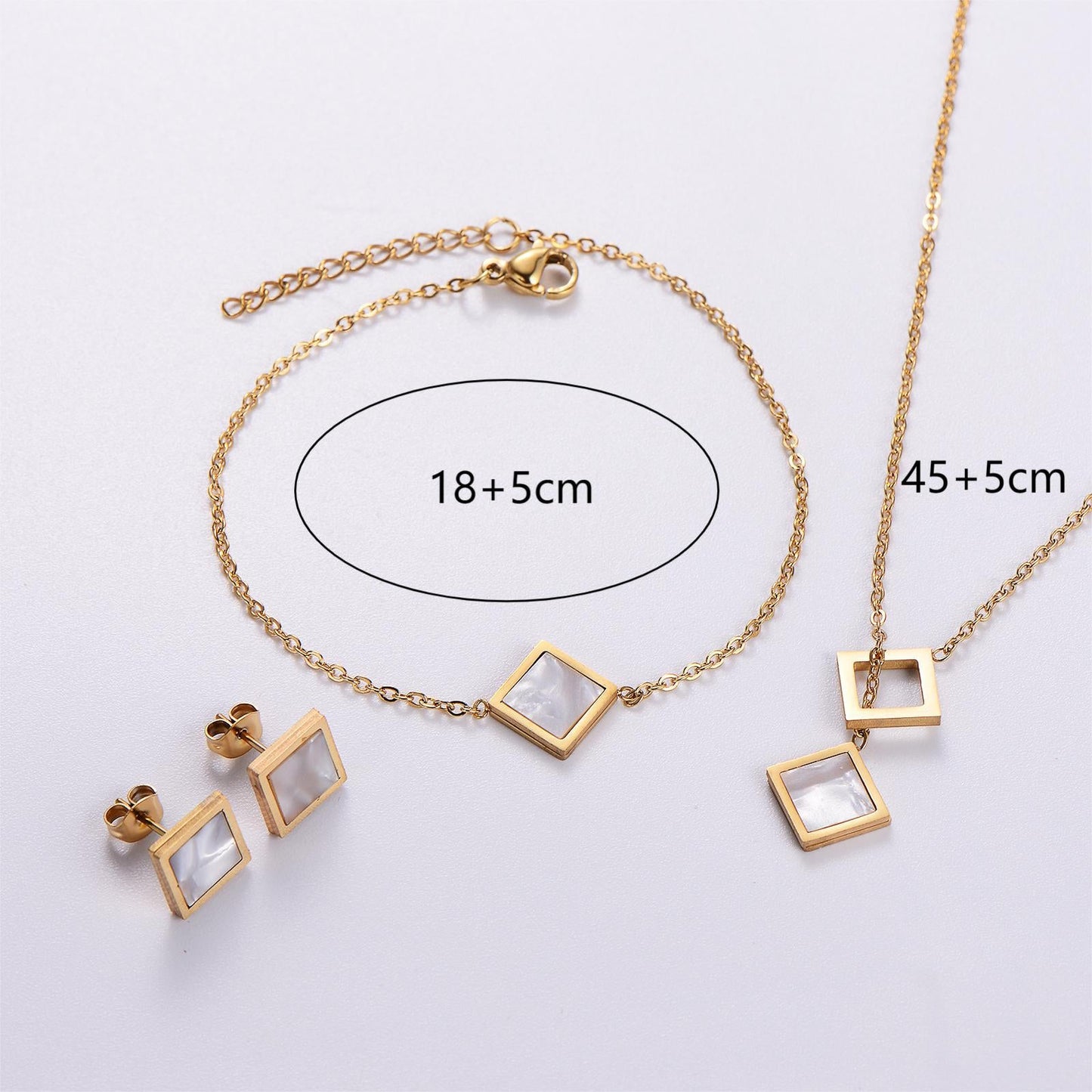 Natural Plant Cube Stainless Steel Electroplating Jewelry Sets