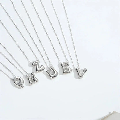 Copper White Gold Plated Letter Pendant Necklace