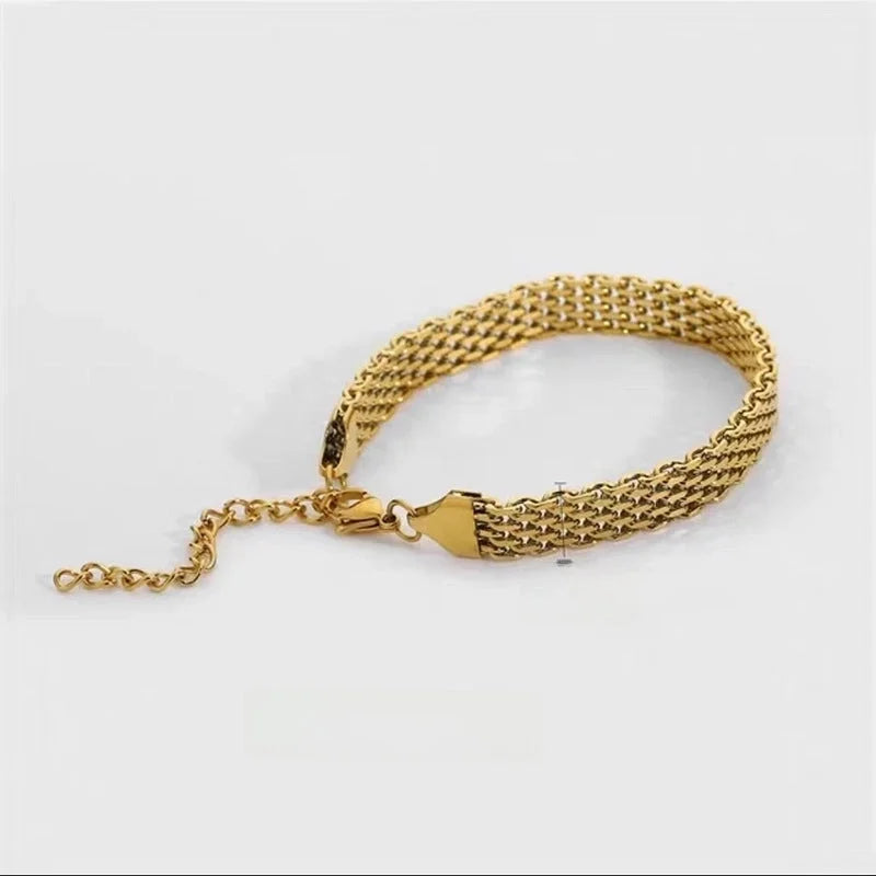 New Trend Chain Metal Thick Titanium Steel Bracelet Women\'s Clavicle Chain Woven Snake Bone Chain Jewelry