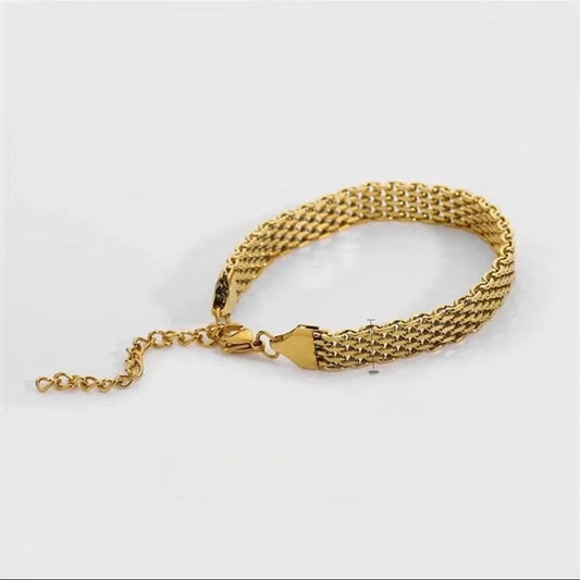 New Trend Chain Metal Thick Titanium Steel Bracelet Women\'s Clavicle Chain Woven Snake Bone Chain Jewelry