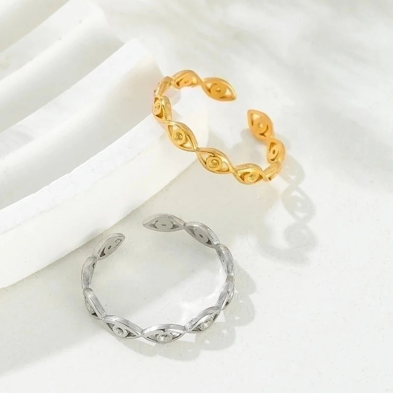 Casual Roman Style Solid Color 304 Stainless Steel Open Rings