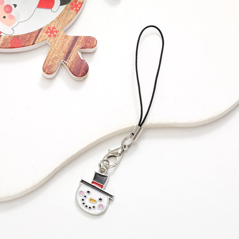 Cute Christmas Tree Snowman Snowflake Alloy Plating Christmas Bag Pendant Mobile Phone Chain