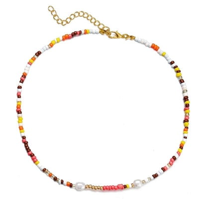 12 Pieces Minimalist Geometric Beaded Inlaid Pearls Women\'s Necklace