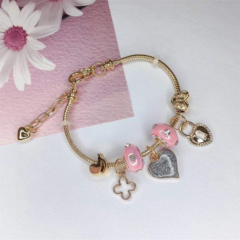 Cute Minimalist Dolphin Heart Shape Flower Stainless Steel Alloy Resin Rhinestones Bangle In Bulk