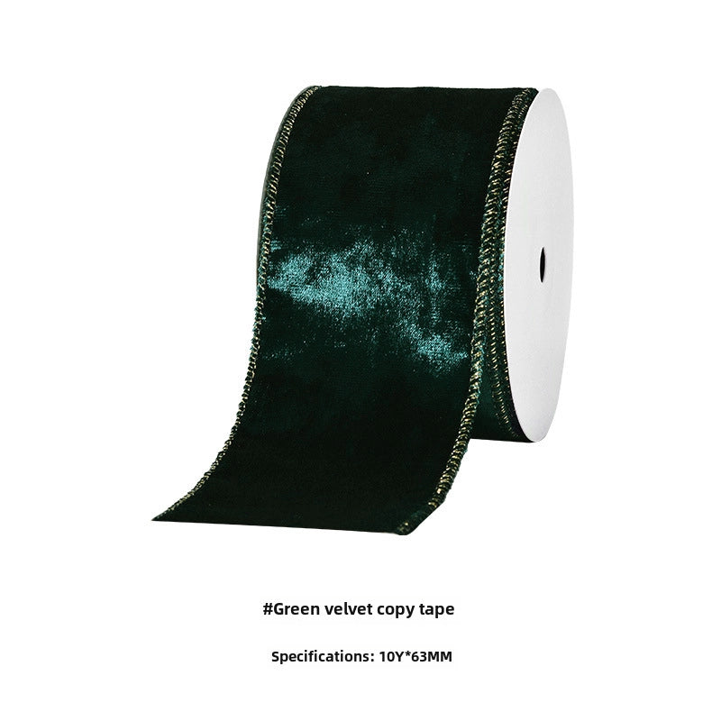 YAMA Boutique Christmas Snow Velvet Copy Edge Ribbon Christmas Decoration Ribbon Christmas Tree Gift Packaging Iron Wire Ribbon