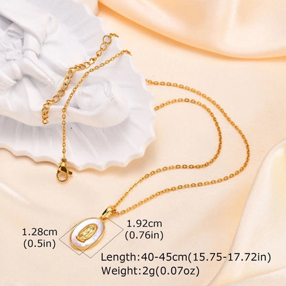 Religion Classic Style Human Virgin Mary 201 Stainless Steel Copper Shell Zircon 18K Gold Plated Pendant Necklace