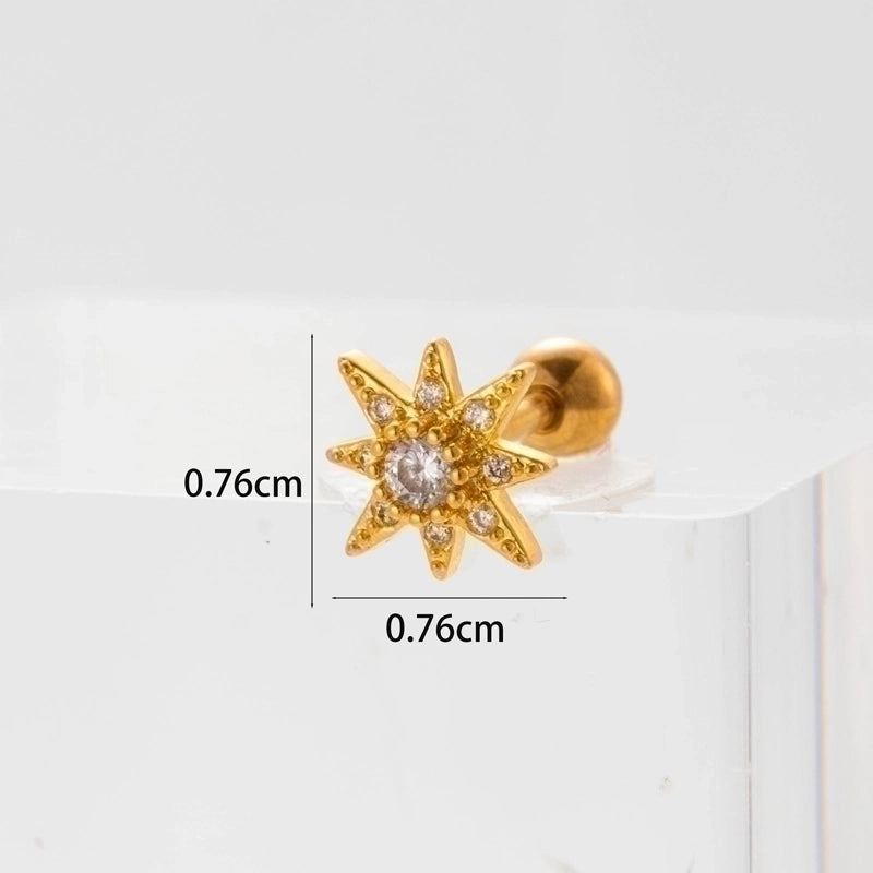 Ear Cartilage Rings & Studs Flower 316L Stainless Steel Copper Inlaid Zircon