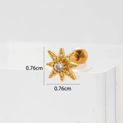 Ear Cartilage Rings & Studs Flower 316L Stainless Steel Copper Inlaid Zircon