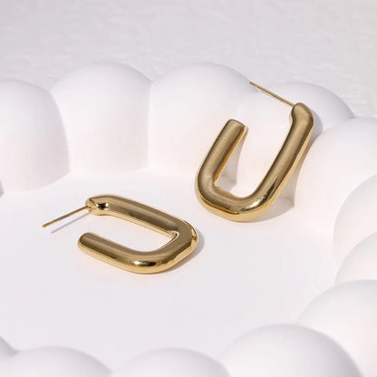 Minimalist Circle U-Shape Stainless Steel Electroplating Stud Earrings