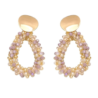 Retro Geometric Copper Beaded Drop Earrings 1 Pair