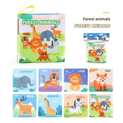Hot Sale Enlightenment Early Education Baby Cloth Book English Animal Transport Cognitive Book Baby Cloth Book