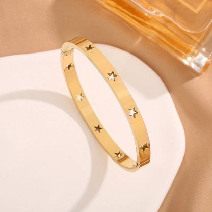 Minimalist Star Titanium Steel Plating Hollow Out Bangle