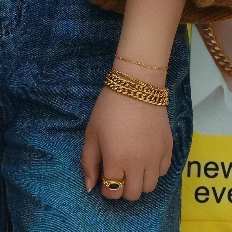 Fashion Geometric 304 Stainless Steel 18K Gold Plated Bracelets In Bulk