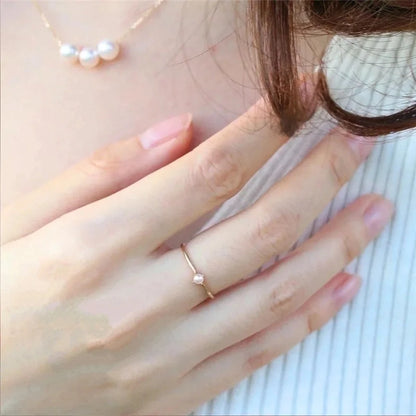 Minimalist Geometric Copper Gold Plated Artificial Pearls Rings