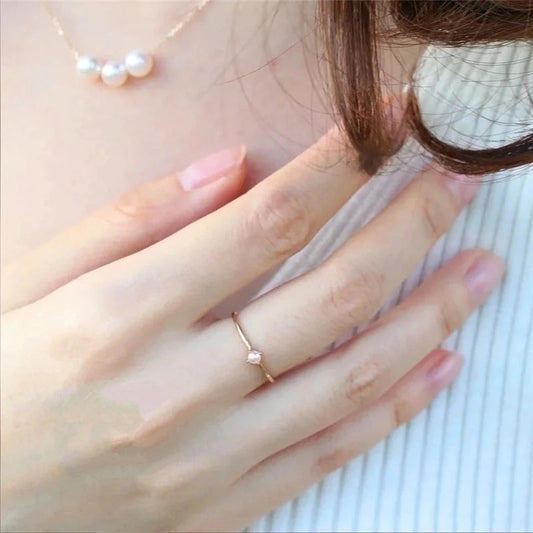 Minimalist Geometric Copper Gold Plated Artificial Pearls Rings