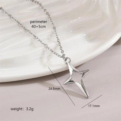 Stainless Steel 18K Gold Plated Minimalist Polishing Plating Star Heart Shape Bow Knot Pendant Necklace