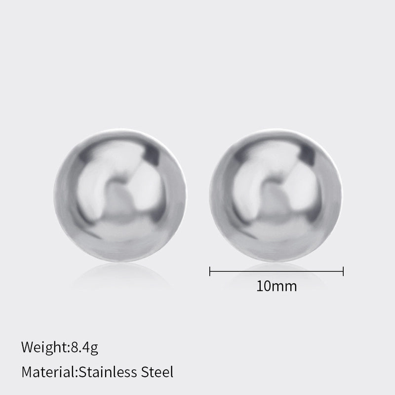 1 Pair Minimalist Ball Solid Color Plating 304 Stainless Steel Stainless Steel Earrings