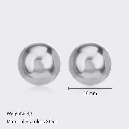 1 Pair Minimalist Ball Solid Color Plating 304 Stainless Steel Stainless Steel Earrings