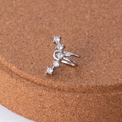 1 Piece Ear Cartilage Rings & Studs Sweet Shiny Heart Shape Copper Plating Inlay Zircon