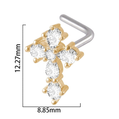 2 Pieces Nose Rings & Studs Streetwear Moon Heart Shape Butterfly 304 Stainless Steel Copper Zircon Inlay Zircon