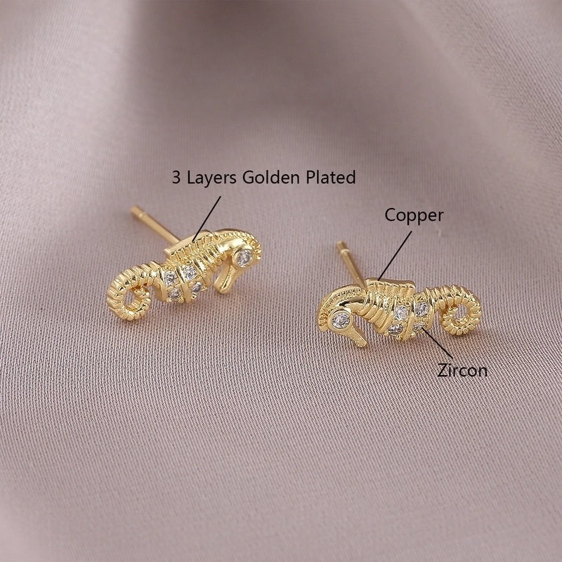 1 Pair IG Style Elegant Minimalist Letter Heart Shape Bicycle Plating Inlay Copper Zircon 18K Gold Plated Ear Studs