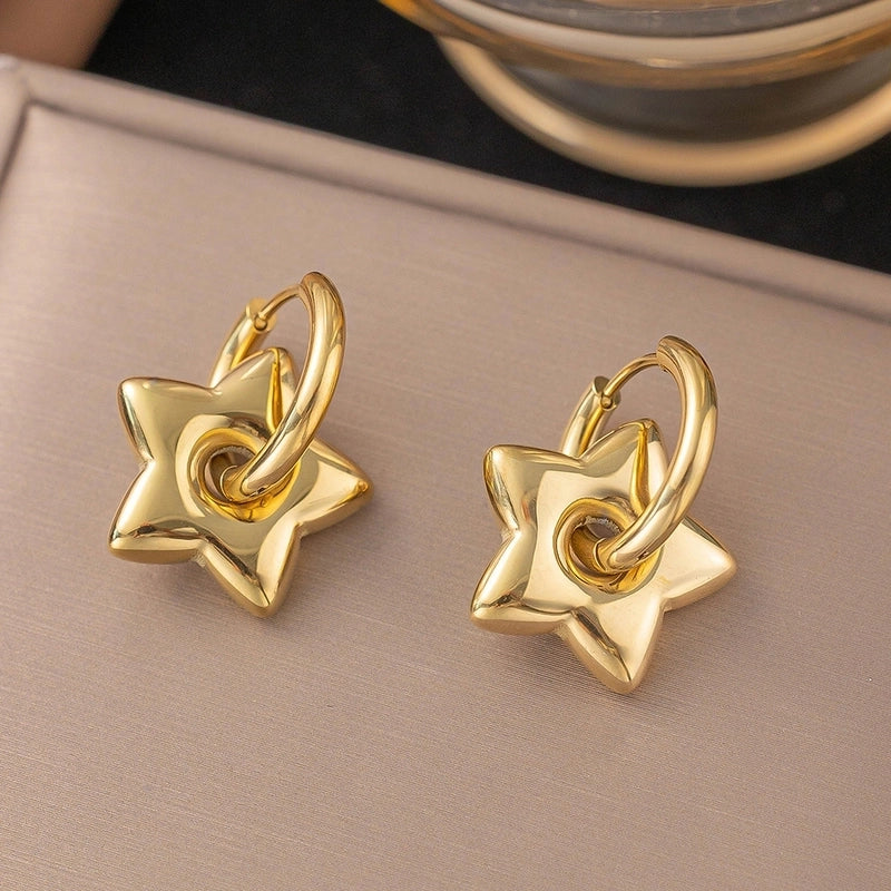 1 Pair Minimalist Star Heart Shape Plating Titanium Steel Drop Earrings Ear Studs