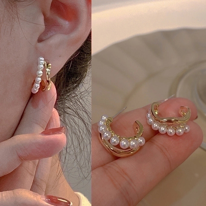 2 Pieces Fashion Heart Shape Flower Copper Beaded Plating Inlay Pearl Zircon Earrings Ear Studs 1 Pair