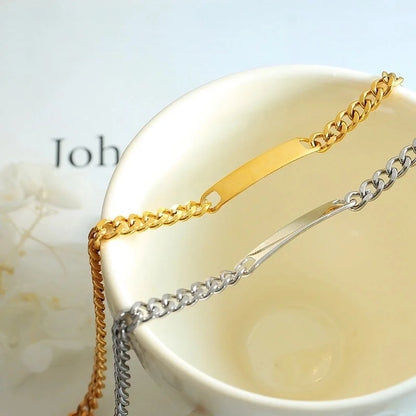 Hip-Hop Solid Color 304 Stainless Steel 18K Gold Plated Bracelets Necklace