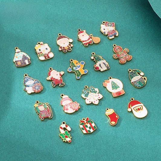 Stainless Steel Oil Drop Diy Accessories Christmas Snowman Gingerbread Man Santa Claus Bracelet Pendant Necklace Accessories