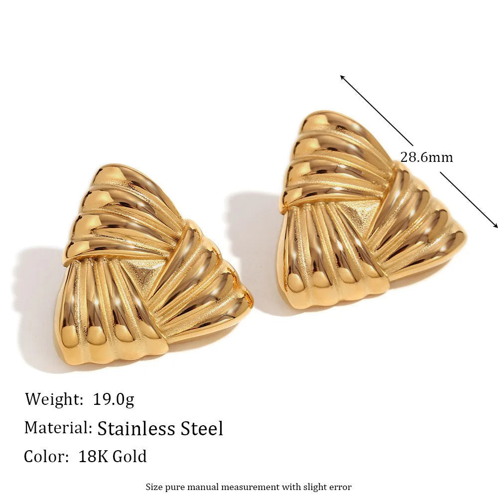 Fashion Triangle Geometric Stainless Steel 18K Gold Plated Stud Earrings