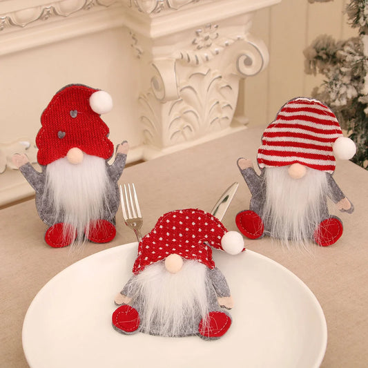 Gnome Cutlery Set Faceless Old Man Cutlery Bag Rudolph Tableware Set Christmas Decoration Supplies
