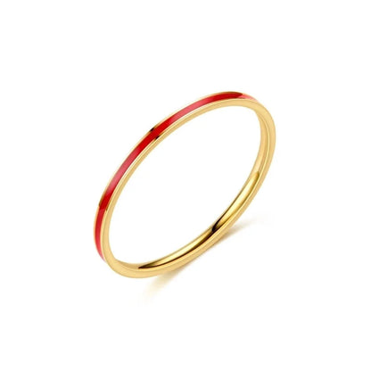 Fashion Stripe Titanium Steel 18K Gold Plated Enamel Rings