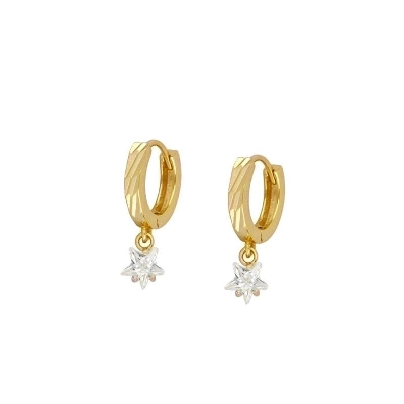 1 Pair Ig Style French Style Minimalist Star Water Droplets Flower Plating Inlay Copper Zircon Gold Plated Earrings