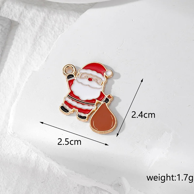 10 PCS/Package Alloy Santa Claus Pendant Jewelry Accessories