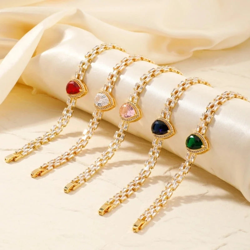 Copper K Gold Plated Inlay Water Droplets Zircon Bracelets