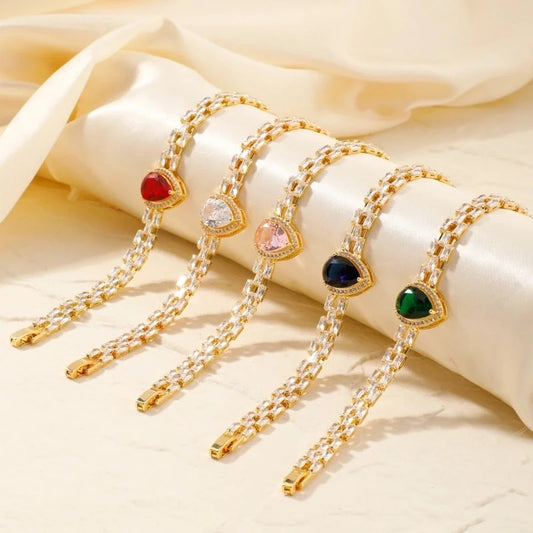 Copper K Gold Plated Inlay Water Droplets Zircon Bracelets