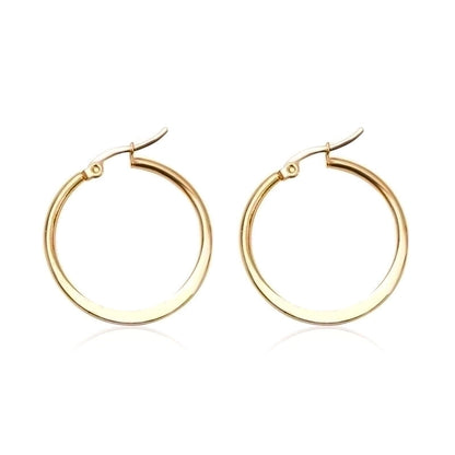 1 Pair Fashion Solid Color Plating Stainless Steel 14K Gold Plated Hoop Earrings