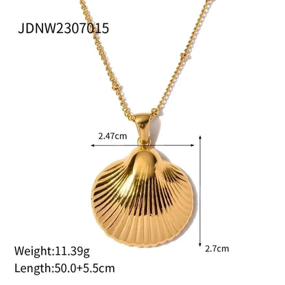 2 Pieces 304 Stainless Steel 18K Gold Plated Beach Minimalist Beaded Plating Starfish Shell Fish Tail Pendant Necklace