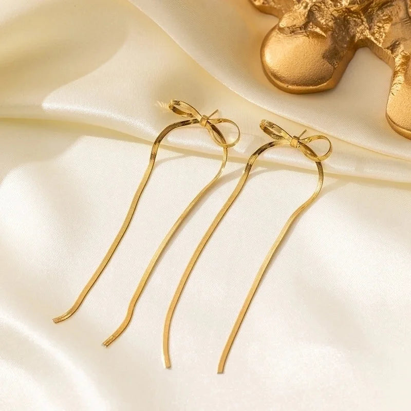 Elegant Sweet Streetwear Bow Knot Titanium Steel Plating Bracelets Earrings Necklace